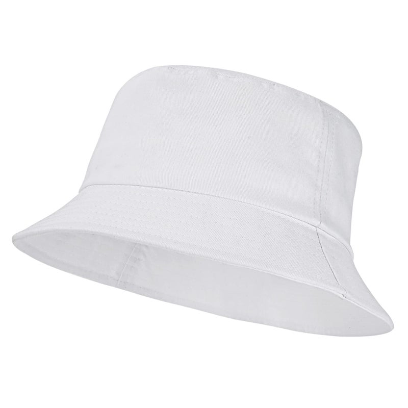 Umeepar Unisex Cotton Packable Bucket Hat Sun Hat Plain Colors for Men Women (White) - Image 1